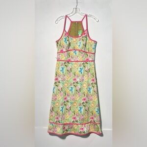 CITRINE Resort Boho Party Coquette Multi Floral Stretch Cotton Racer Midi 12